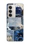 Redmi 15 Compatible Navy Blue Flower Verse Printed Transparent Phone Case