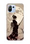 Mi 11 Lite Compatible Geisha Full Moon Printed Transparent Phone Case