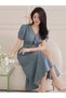 Rochie midi, albastru - 8