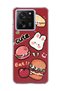 Mi 13t Pro Compatible Cute Rabbit Claret Red Printed Transparent Phone Case