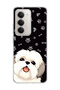 Redmi 15 Compatible White Dog Black Paw Printed Transparent Phone Case