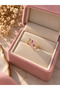 Gold Color Pink Purple Stone Flower Figured Elegant Women's Ring - 2