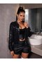 Women's Long Sleeve Sequin Embroidered Jacket with Front Zipper - 5