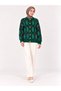 Women's Crew Neck 7-Button Diamond Patterned Bearded Fuzzy Knitwear Cardigan-Emerald Green - 5