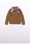 Girl's Knitted Sweater with Scarf Brown - 3
