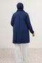 38014 Plus Size Basic Combed Cotton Tunic - Navy Blue - 6