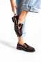 Women's Faux Leather Oval Toe Stitched Drawstring Thick Sole Loafer Casual Shoes - 2