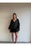 Soft Textured V-Neck Cardigan with Lace Skirt and Sleeves - 3