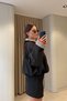 Bomber Jacket with Zipper and Pleated Details - Black - 6