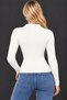 Women's Long Sleeve Polo Collar Ribbed Body Fitting Slim Fit Soft Textured Basic Elegant Casual White Knitwear Sweater - 3