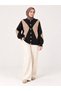 Women's Diamond Patterned 7-Button Crew Neck Long Sleeve Bearded Shawl Collar Knitwear Jacket