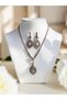 Zircon Stone Almond Waterway Chain Necklace and Earring Set - 5