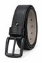 Men's black 3.5 cm stitched detail metal buckle denim and fabric pants belt - 2