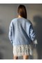 Soft Textured V-Neck Cardigan with Lace Skirt and Sleeves - 6