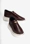 Women's Croco Sneaker with Nubuck and Rubber Detailing, Thick Sole, Enna Brown - 3