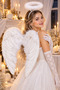 Halloween Halloween White 60X45 Angel Wing Crown and Lace Long Gloves Set - 8