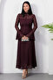 High Collar Flounce Sleeve Lace Dress Dks1473