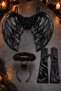 Halloween Halloween Black Angel Set 60X45 cm Wing, Black Crown and Satin Gloves - 4