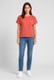 Women Crew Neck Short Sleeve Embroidered Top, Rust Brown - 2