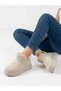 Women's Beige Suede Ultra Light Thick Sole Daily Short Boots with Fur Inside - 2