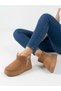 Women's Tan Suede Ultra Light Thick Sole Daily Short Boots with Fur Inside - 2
