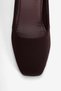 Women's Nubuck Heeled Shoes Square Toe Thick Heeled Sima Brown - 3