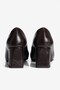 Women's High Heel Shoes Crocodile Patterned Square Toe Thick Heel Sima Brown - 5
