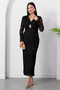 V-Neck Waist Buckle Long Glitter Dress Grs4170 - 4