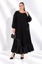 Plus Size Women's Black 52-54 Size Floral Appliqué Balloon Sleeve Long Special Occasion Dress