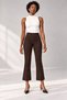 Women's Trousers Flare Trousers High Waist Pocketless Elastic Waist Lycra Spanish Flare Midi Black Fabric Stylish - 4