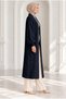 Women's Shawl Collar Hijab Clothing Long Plush Cardigan Balloon Sleeve Textured Winter Wear