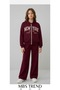 Winter Girls' Burgundy New York Printed 3-Piece Set - Zip-Up Cardigan, Crop T-Shirt, and Straight Wide-Leg Sweatpants - 2