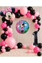 Party 1 Year Old Minnie Mouse Themed Pink Black Polka Dot Birthday Balloon Chain and Party Decoration Set
