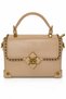 Beige Logo and Staple Detailed Box Design Women's Hand and Shoulder Bag