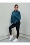 Women's Stand Collar Half Zipper Oversize 3 Thread Basic Sweatshirt - 4