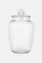 Fluted Glass Canister With Glass Lid, Transparent