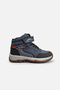 Unisex Children's Water and Cold Resistant Winter Outdoor Boots with Velcro and Laces, Navy Blue Orange - 2