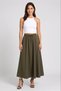 Women Plain Maxi Skirt, Olive - 2