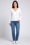 Women V-Neck Long Sleeve Textured Blouse, White - 2
