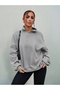 Women's Stand Collar Half Zipper Oversize 3 Thread Basic Sweatshirt