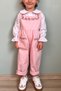 Girl's Cotton Poplin Pink Embroidered Seasonal Salopet Trousers