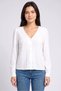 Women V-Neck Long Sleeve Textured Blouse, White