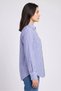 Women Pointed Collar Stripe Long Sleeve Shirt, Multicolor - 3