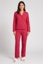 Women 2 Pieces Textured Long Sleeve Shirt And Pants Pajama Set, Dark Fuchsia