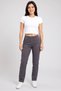 Women Regular Fit Plain Chino Pants, Dark Grey - 2