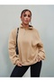 Women's Stand Collar Half Zipper Oversize 3 Thread Basic Sweatshirt