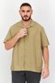 Men Regular Fit Plain Short Sleeves Casual Shirt, Light Brown