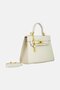 Women Brand Logo Satchel, Cream - 2