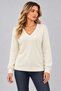 Women's Long Sleeve V-Neck Soft Textured Knitwear Blouse Basic Relaxed Fit Casual Stylish Sweater Blouse - 3