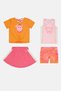 Kids Girl 4 Pieces Graphic Print Top And Shorts Set, Multicolor - 2